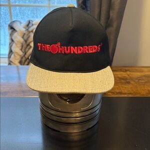 The Hundreds Black Crown Gray Brim Snapback with Red Logo